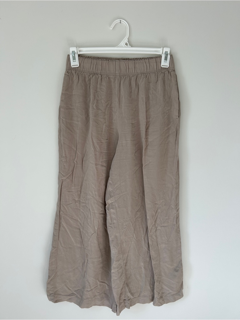 H&M Taupe Wide-Leg Elastic Waist Pants